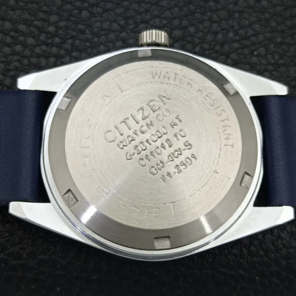 Vintage 1970 Citizen Automatic Mens Silver Watch W/daydate & Blue accents